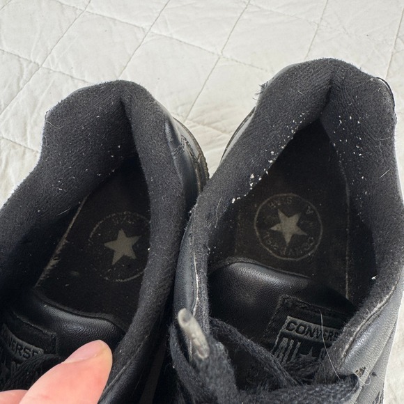 VTG! Converse All Star Black Leather Sneakers 11.5 Athletic Shoes 3B9710 Retro - Picture 7 of 12
